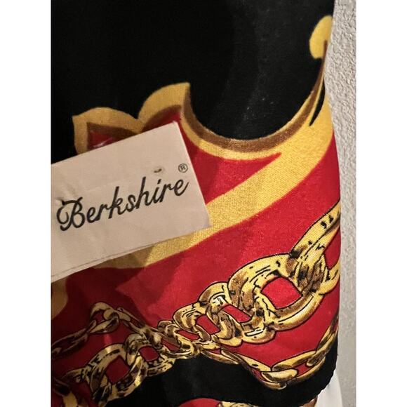 Challis Berkshire Large Scarf Shawl Black Red Yellow Multi Color Floral Scroll - Picture 7 of 8